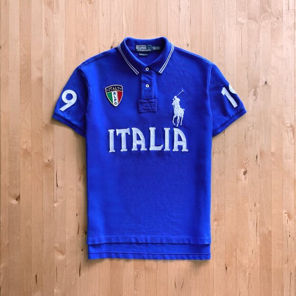 Polo Ralph Lauren Italia/Italy Big Pony Mesh Polo Shirt Custom Fit Men's Large - Picture 1 of 5